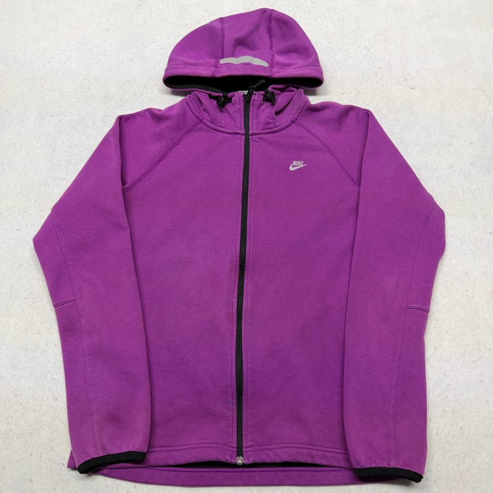 Nike Sportswear Womens Large Purple Full Zip Hoodie Y2K Tech Fleece Style
